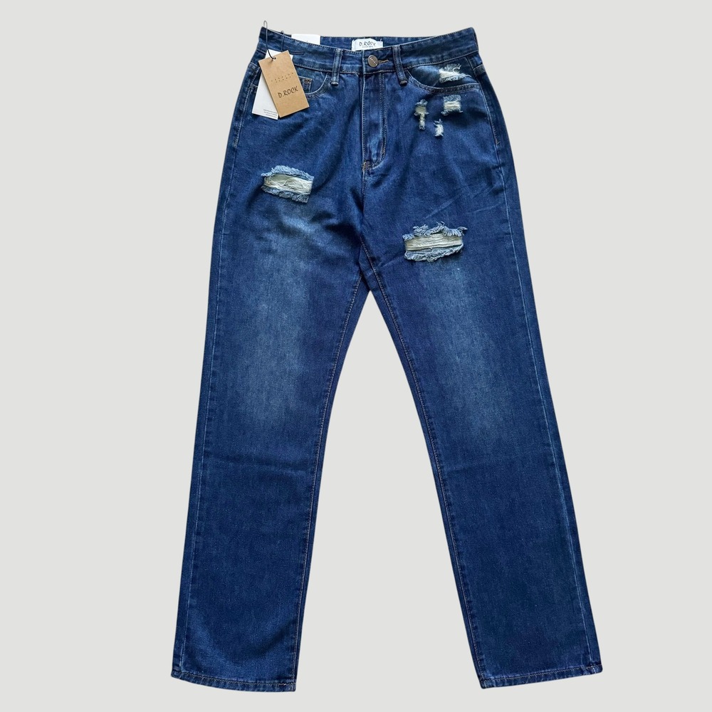Distressed Boyfriend high rise Jeans D.Rock Blue sz 7 8 29 NEW‎ NWT indie Grunge